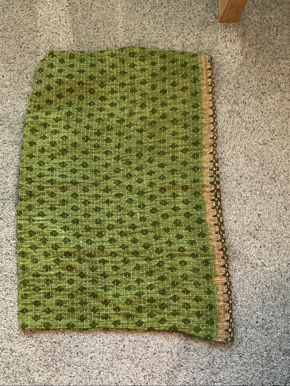 Kantha Standard Pillowcase Cover ~ Green and Tan